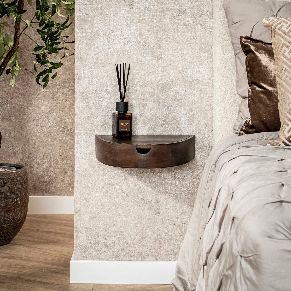 Floating Half-Round Nightstands Set of 2 – Acacia 