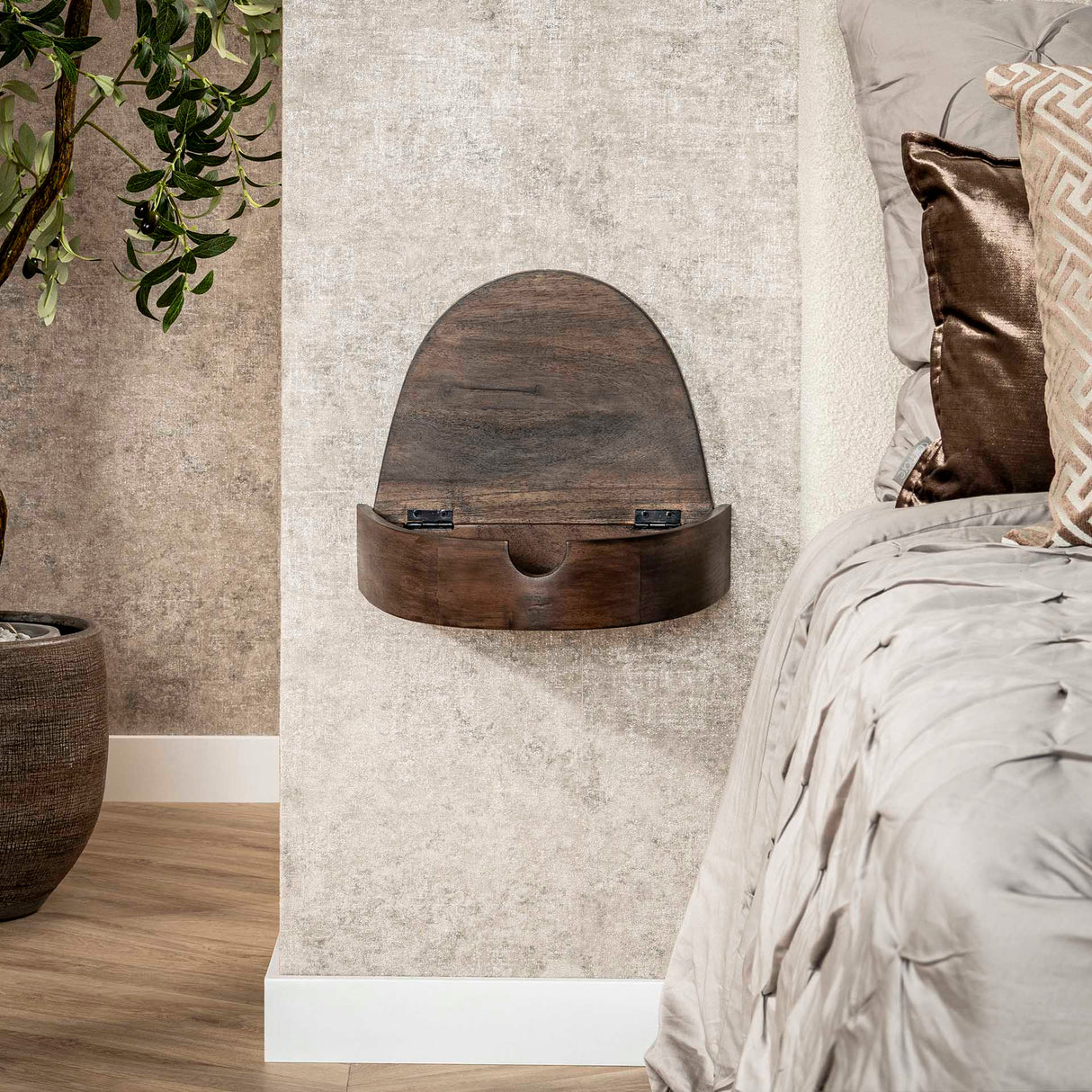 Floating Half-Round Nightstands Set of 2 – Acacia 