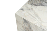 Modern Side Table Set of 2 Cube Square Marble Look - 40x40x40/45 