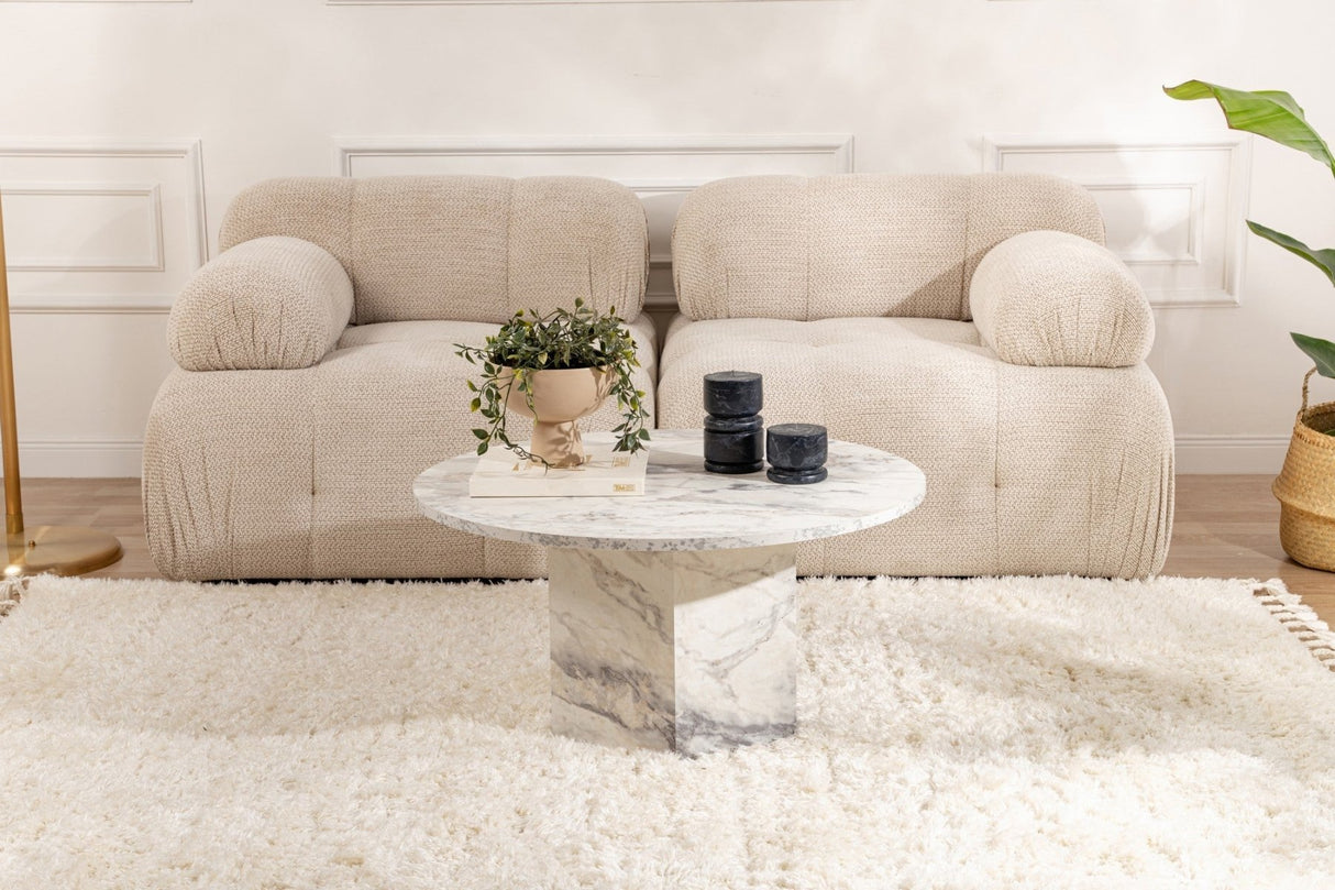 Round Coffee Table Vano Marble Look 80 cm 
