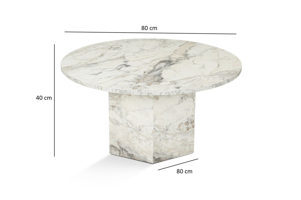 Round Coffee Table Vano Marble Look 80 cm 