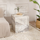 Modern Side Table Cube Square Marble Look - 45x45x50 cm 