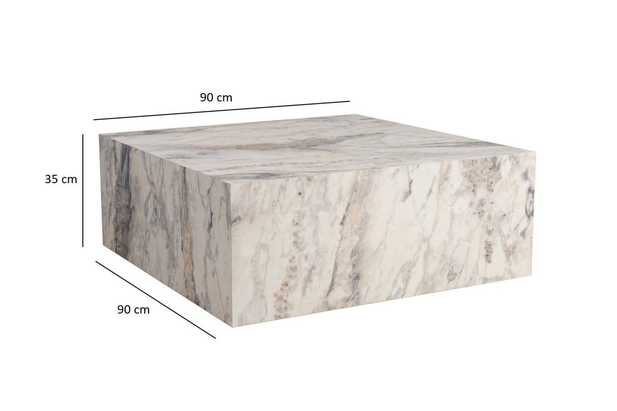 Modern Coffee Table Square 90x90 cm Marble Look Prasmi 