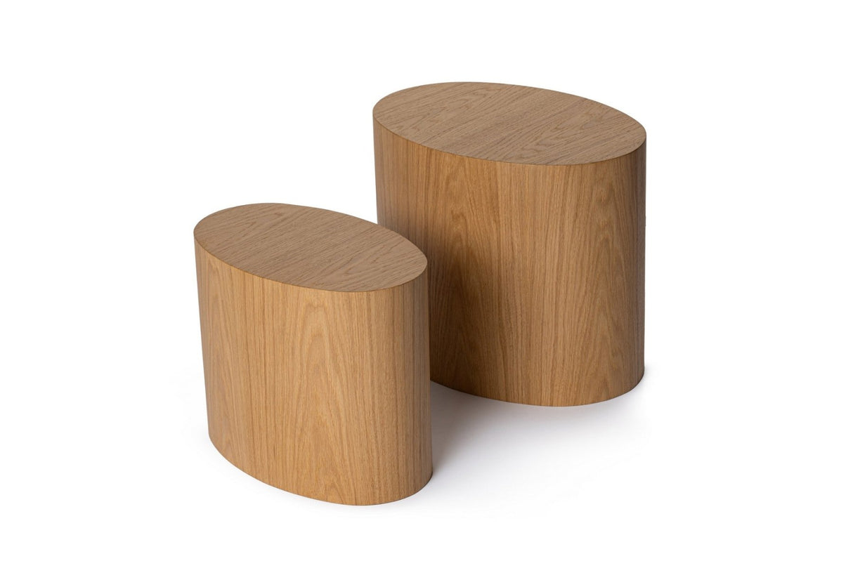 Coffee Table Set of 2 Ileps Oak Wood Look - 34x40 / 25x33 cm 