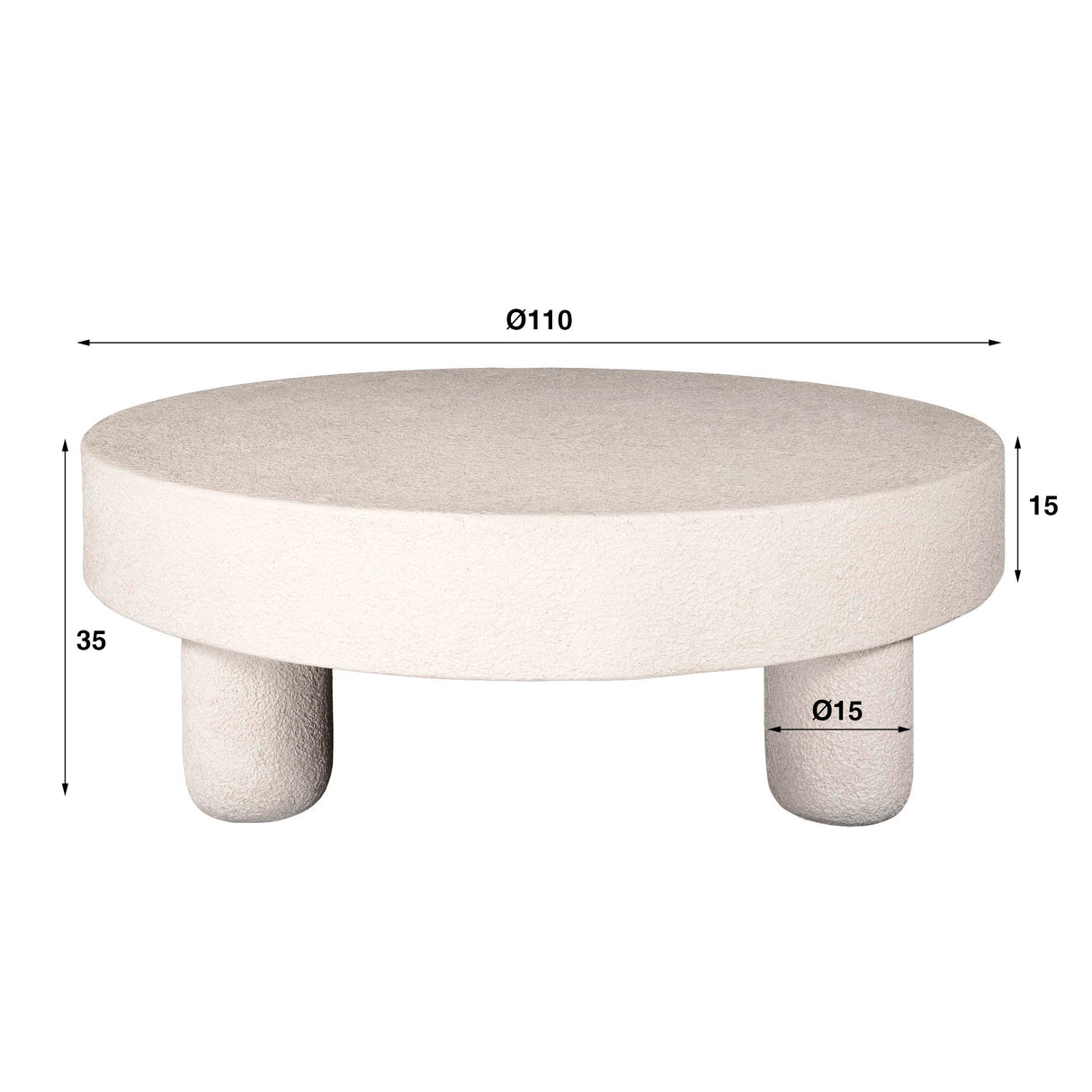 Coffee table Sinan Ø60 cm Stone White