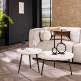 Coffee table set of 2 Sylas Stone White