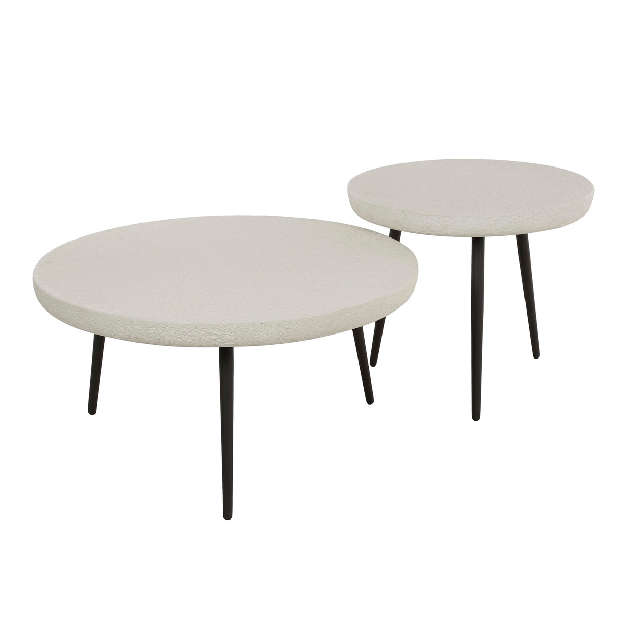 Coffee table set of 2 Sylas Stone White