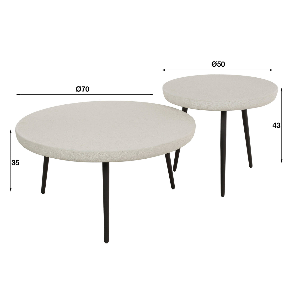 Coffee table set of 2 Sylas Stone White