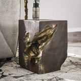 Side table Reza Teakwood Gray Gold Square