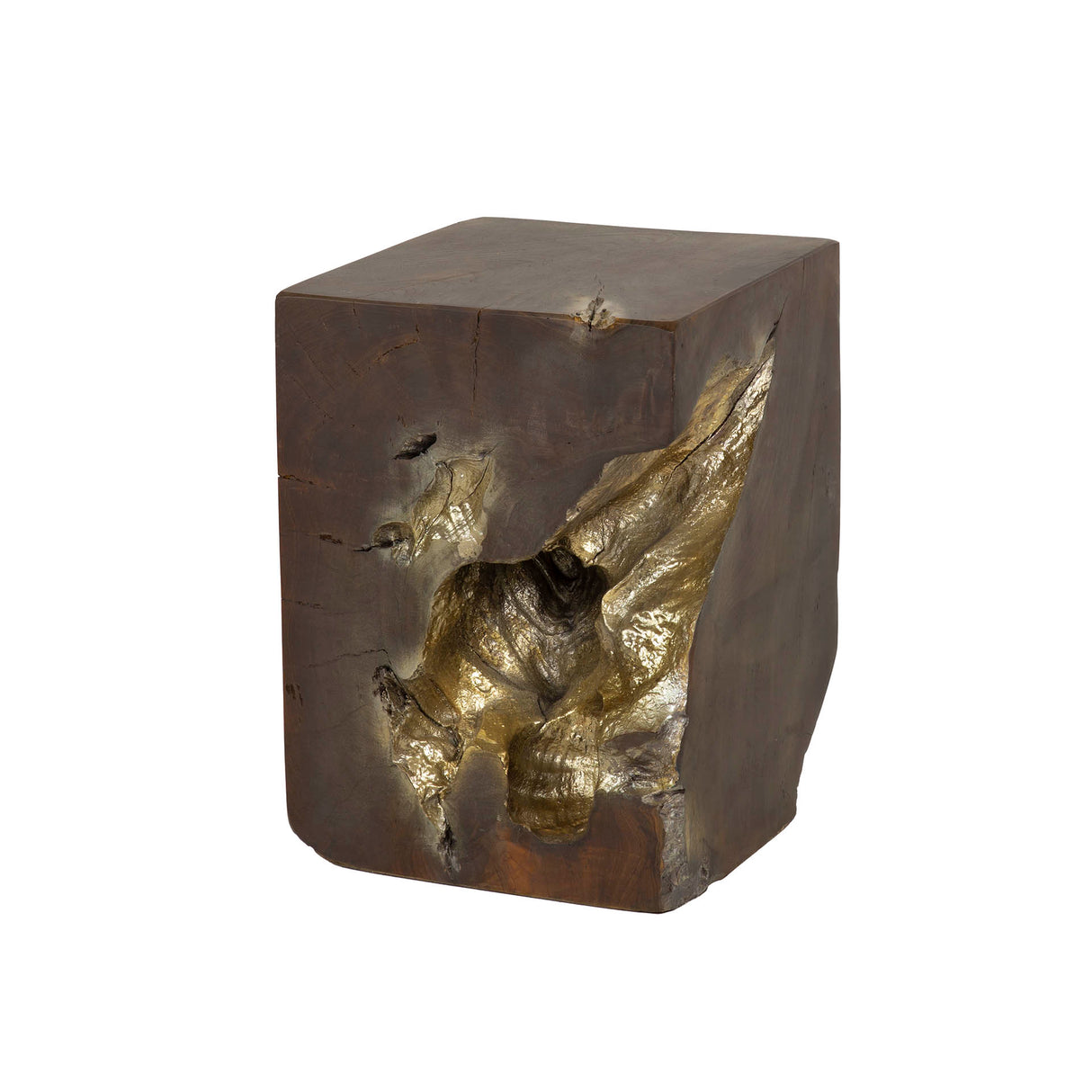 Side table Reza Teakwood Gray Gold Square