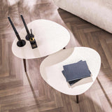 Coffee table set of 2 sylas pebble white bronze