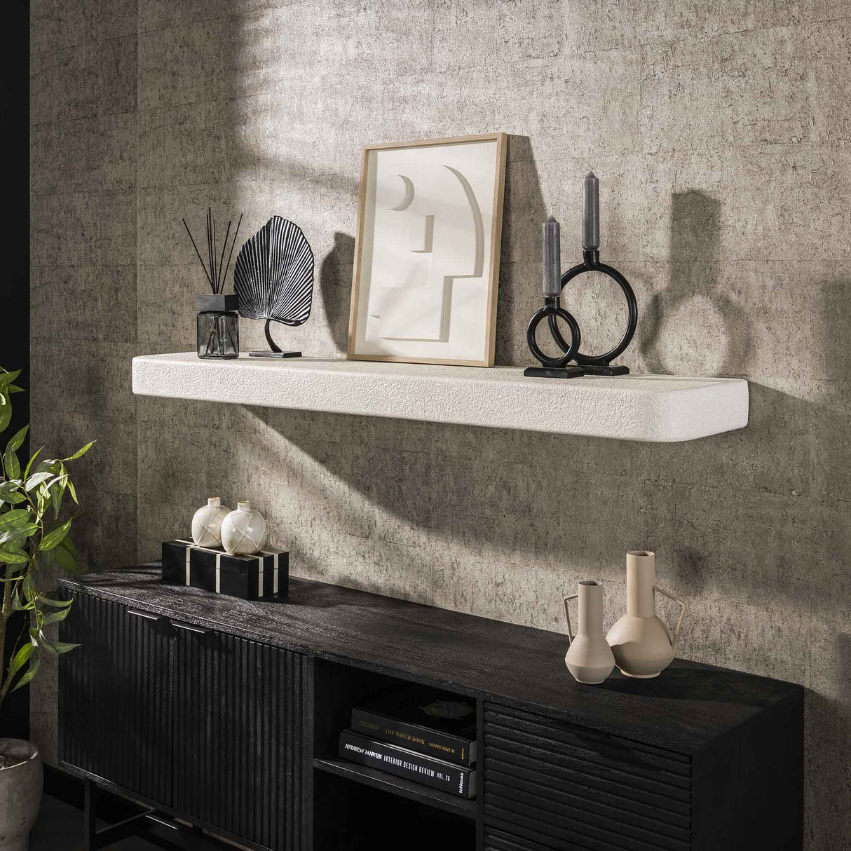 Wall shelf Sylas Stone White 150 cm