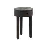 Round Bedside table Davey Black Acaciahout 1 Drawer