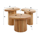 Round coffee table set of 3 Adam Robust Acaciahout