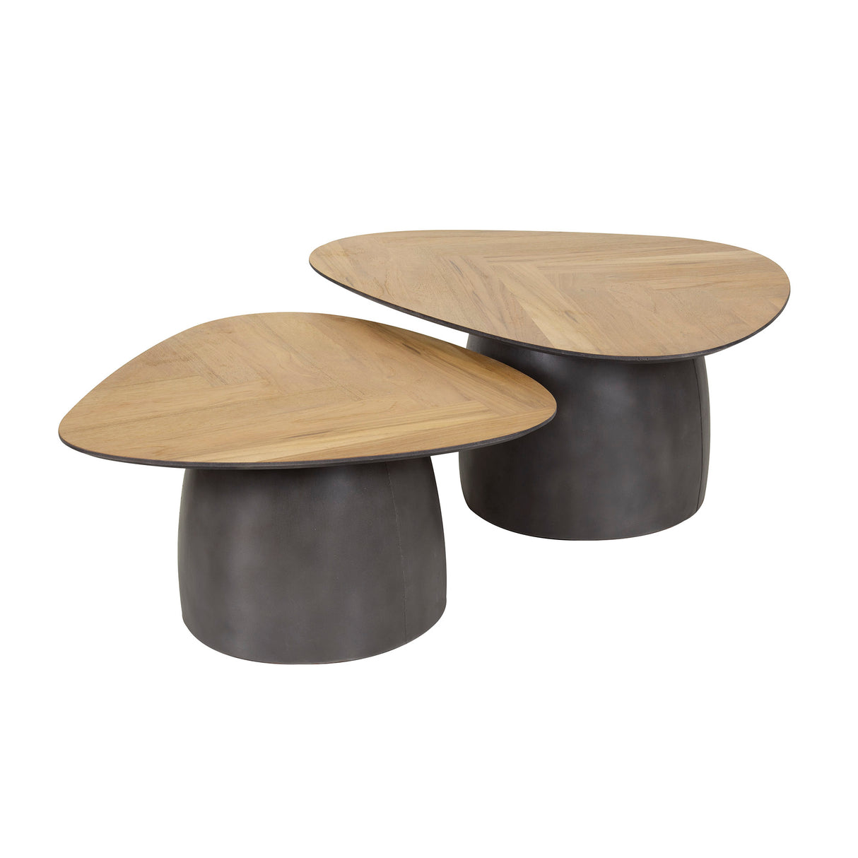 Coffee table set of 2 Elva teak metal