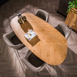 Organic dining table annemé herringbone wood 180 x 95 cm