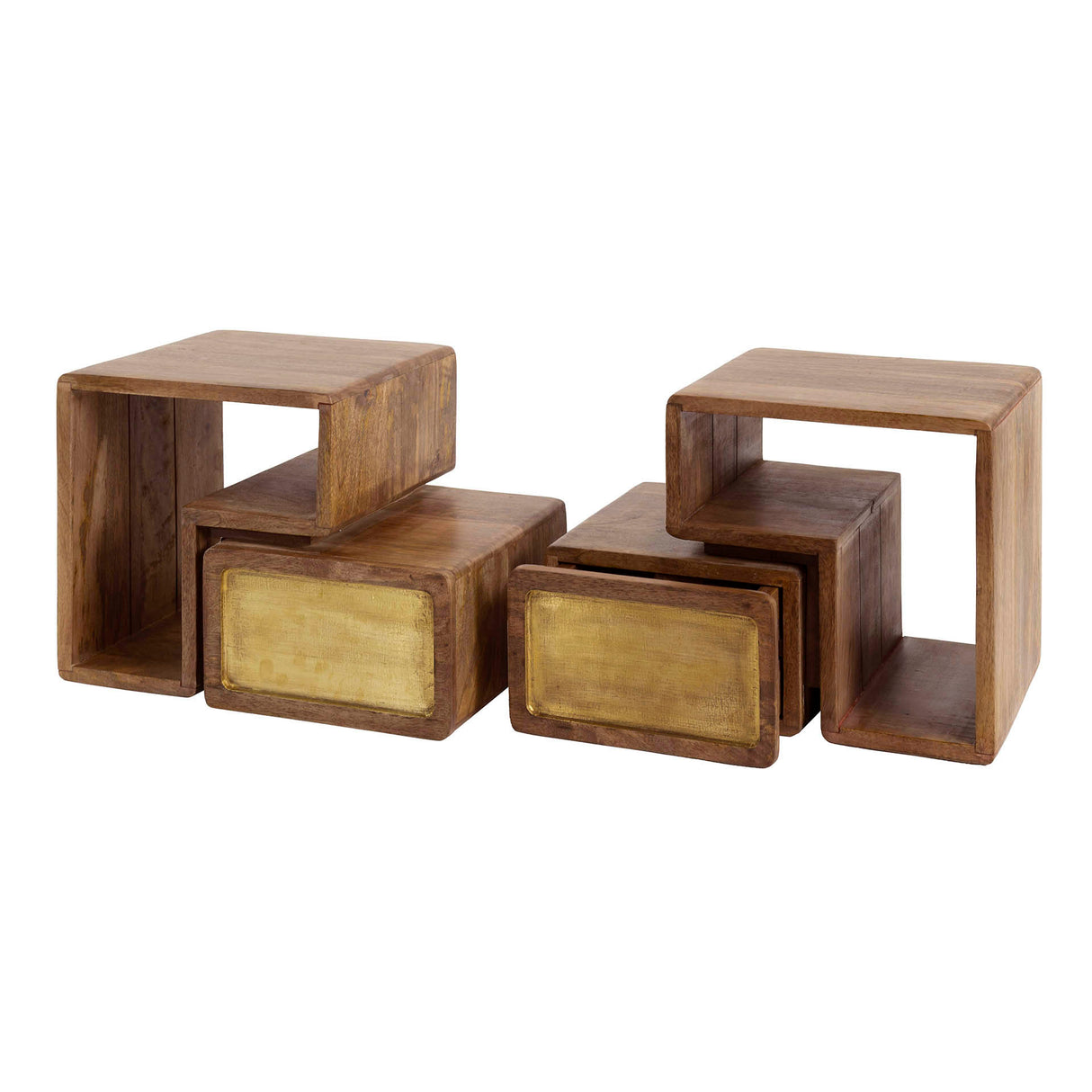 Solano Set of 2 Nightstands Solid Mango Sand Brass 
