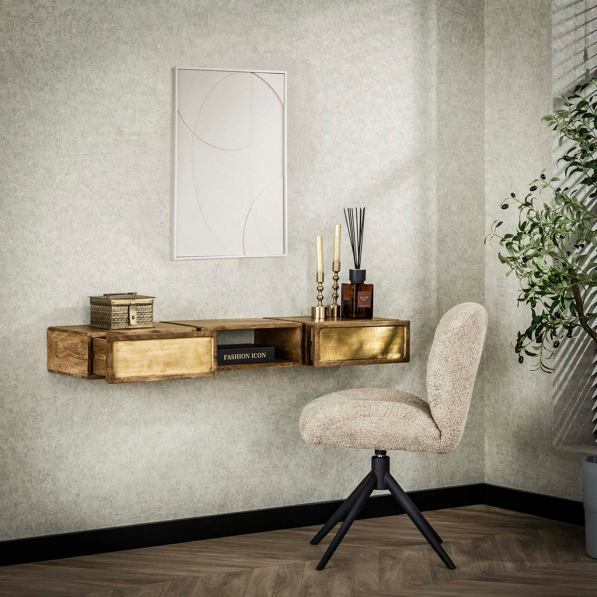 Mira Hanging Coat Rack Mango Sand Brass 123 cm 