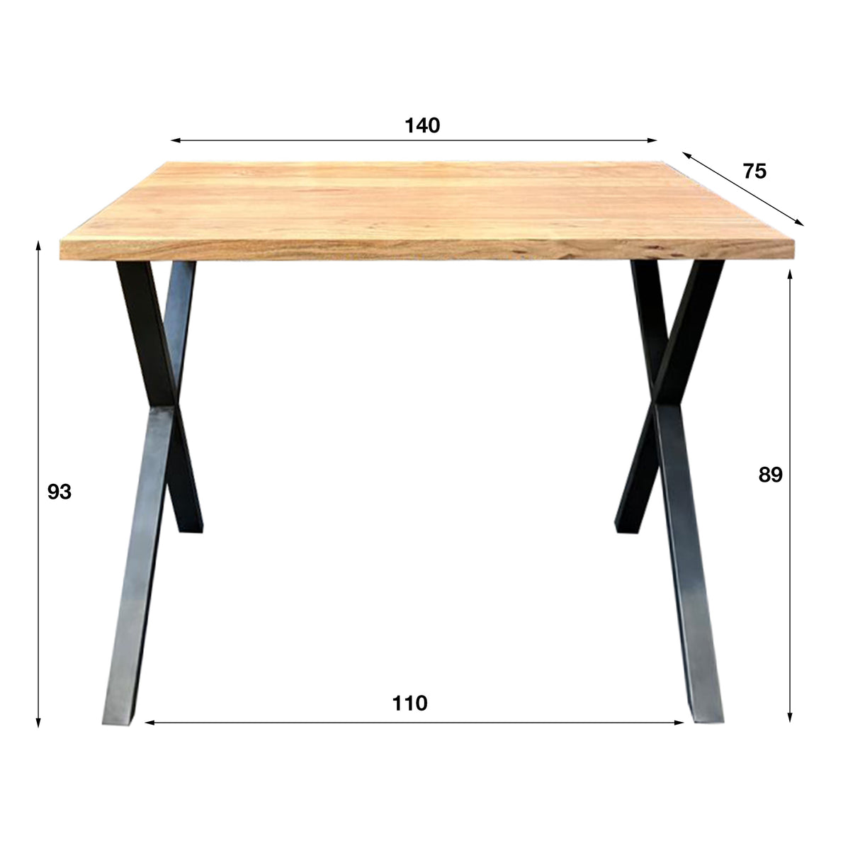 Industrial bar table Kevin 140 cm Kruispoot