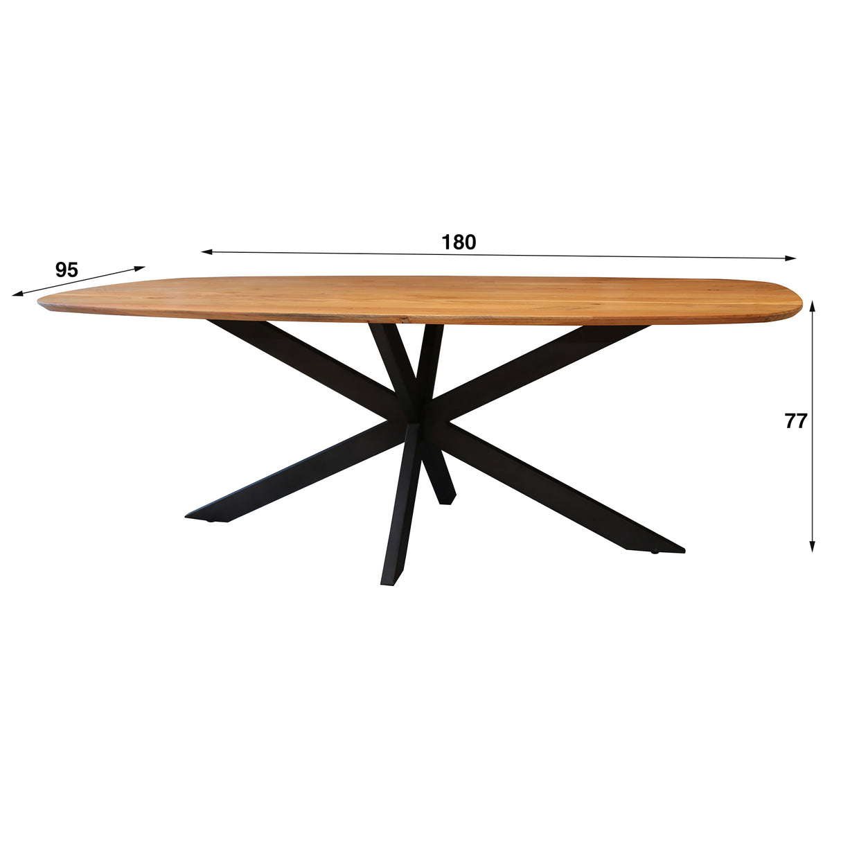 Dining table Laurie Danish oval acacia wood 180 cm