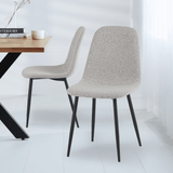 Set of 4 Scandinavian Dining Chairs Natural Melange Bouclé Fabric Swift - Without Armrests 
