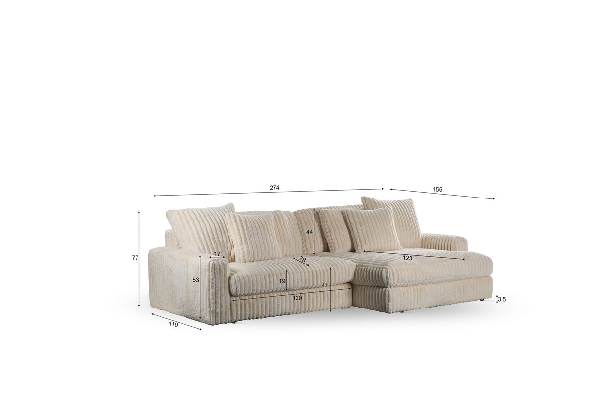 Bank Nia DH Interior Beige Witfoto maatindicatie