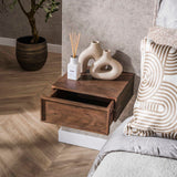 Floating bedside table acacia drift brown industrial 