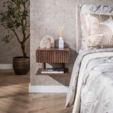 Floating Nightstand Acacia Drift Brown – 1 Drawer 35 cm 