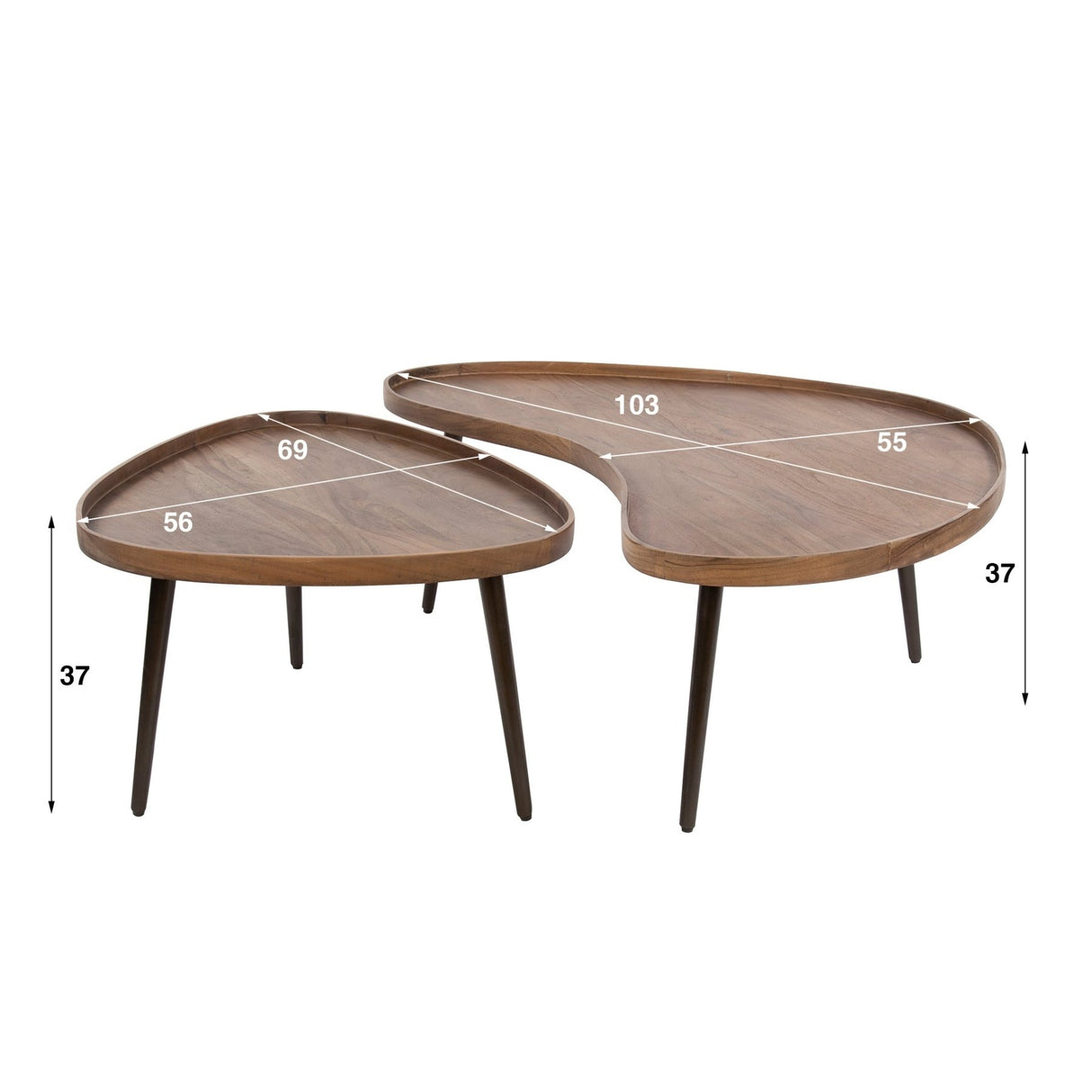 Coffee table set Kira – Organic Acacia Wood Brown (Set of 2) 