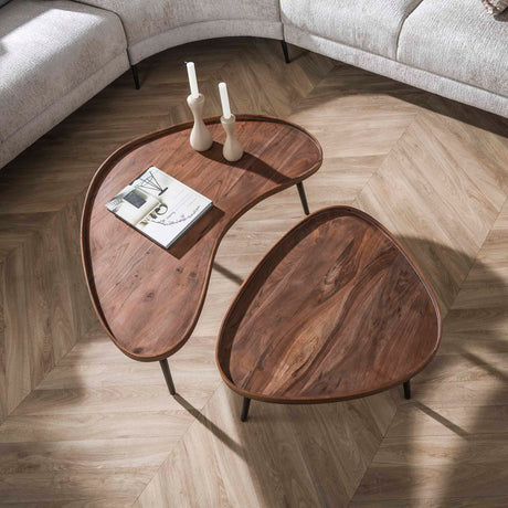 Coffee table set Kira – Organic Acacia Wood Brown (Set of 2) 