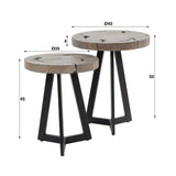 Round side table set Mase teak gray