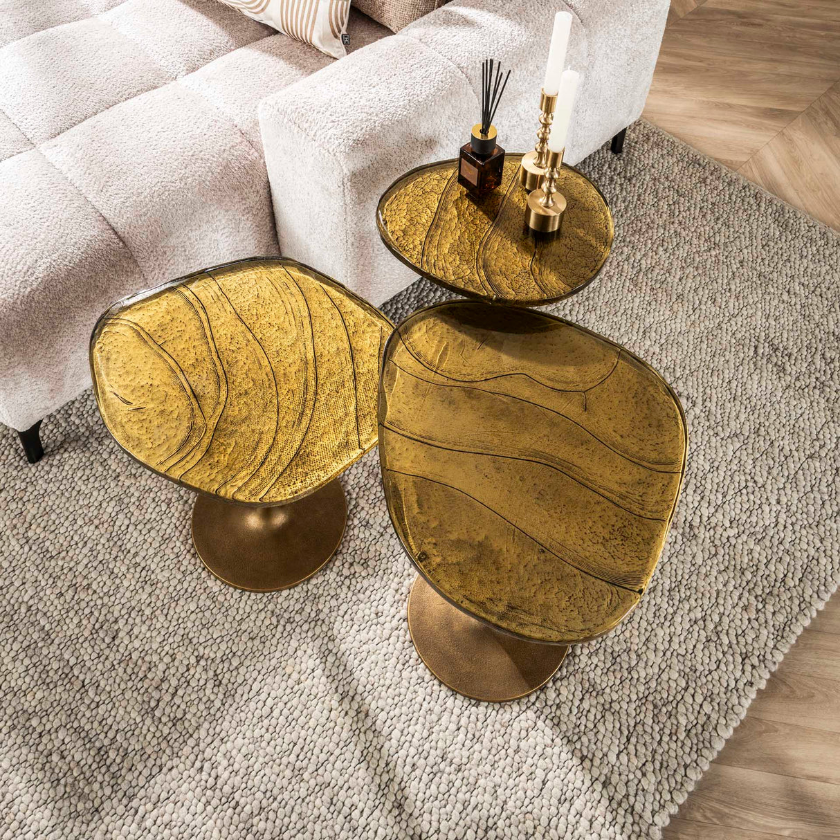 Side table Nola in Antique Gold - 60 cm high 