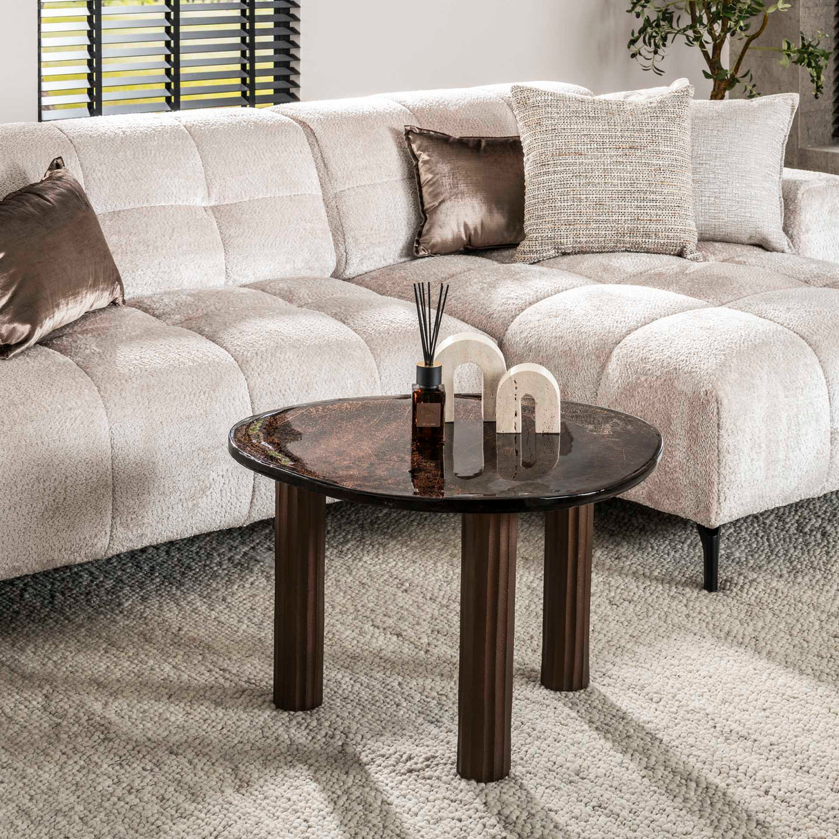 Coffee table Vesta L antique copper 70x59 cm 