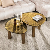 Organic coffee table Aurora L – Antique gold – 70x59 cm 
