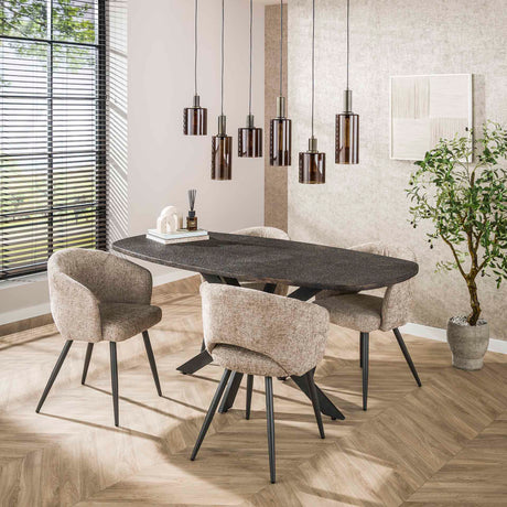 Eettafel Jax Deens Ovaal 180 cm - Grijs Metallic