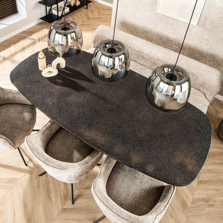 Eettafel Nova Deens Ovaal 215x105 cm - Grijs Metallic