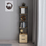 Bookcase Robbins Black Black Oak Melamine 39x160x39 cm