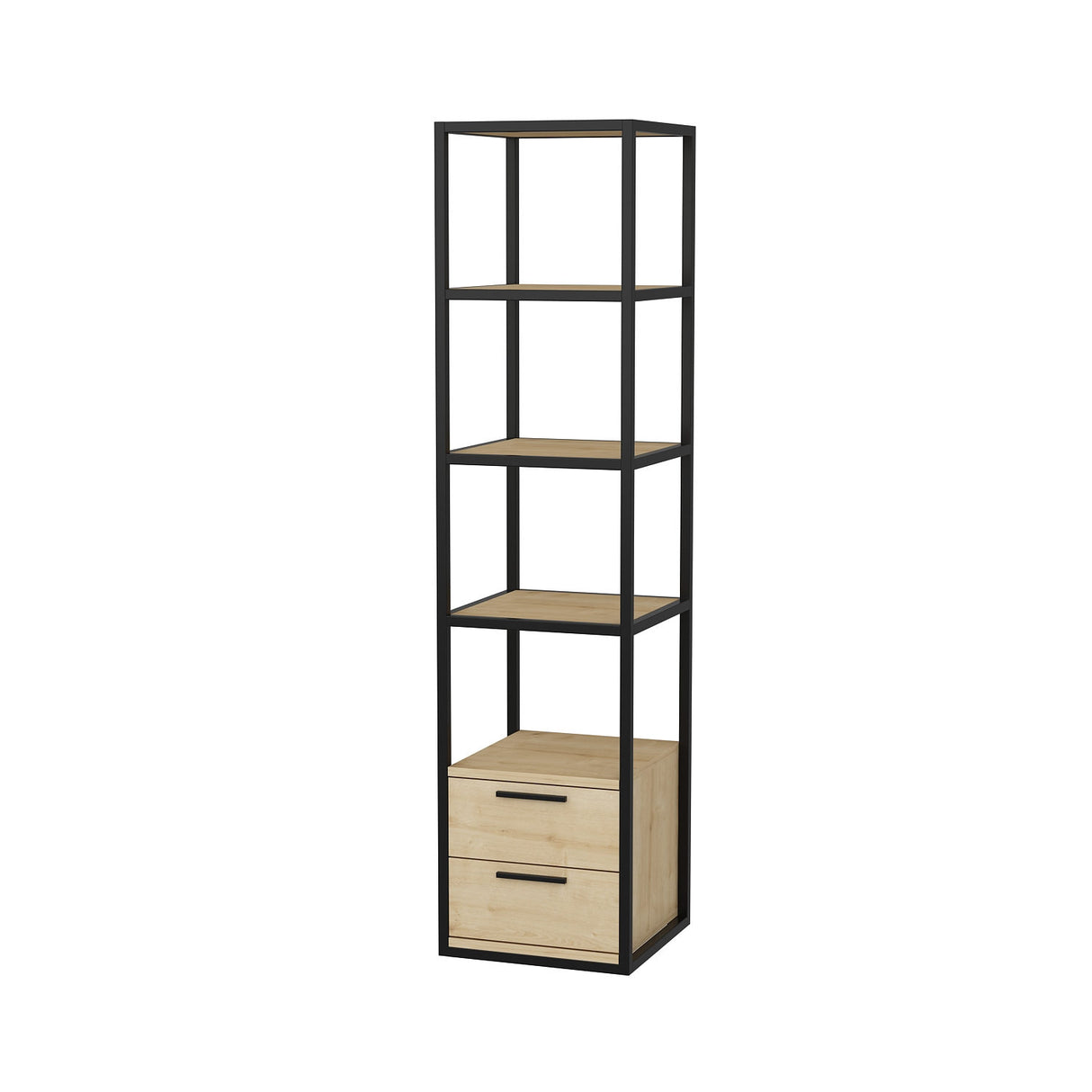 Bookcase Robbins Black Black Oak Melamine 39x160x39 cm