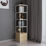 Bookcase Robbins White with White Oak Melamine 39x160x39 cm