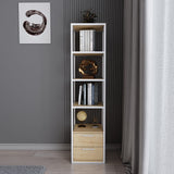 Bookcase Robbins White with White Oak Melamine 39x160x39 cm