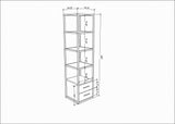 Bookcase Robbins White with White Oak Melamine 39x160x39 cm