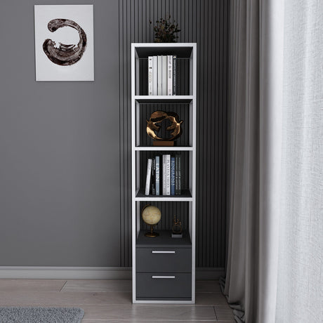 Bookcase Robbins White White Anthracite Melamine 39x160x39 cm