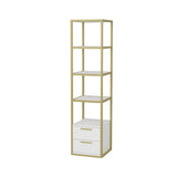 Bookcase Robbins Gold Gold White Melamine 39X160X39 CM