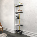 Bookcase Alice Black Gold Melamine 45.2x180x21.6 cm