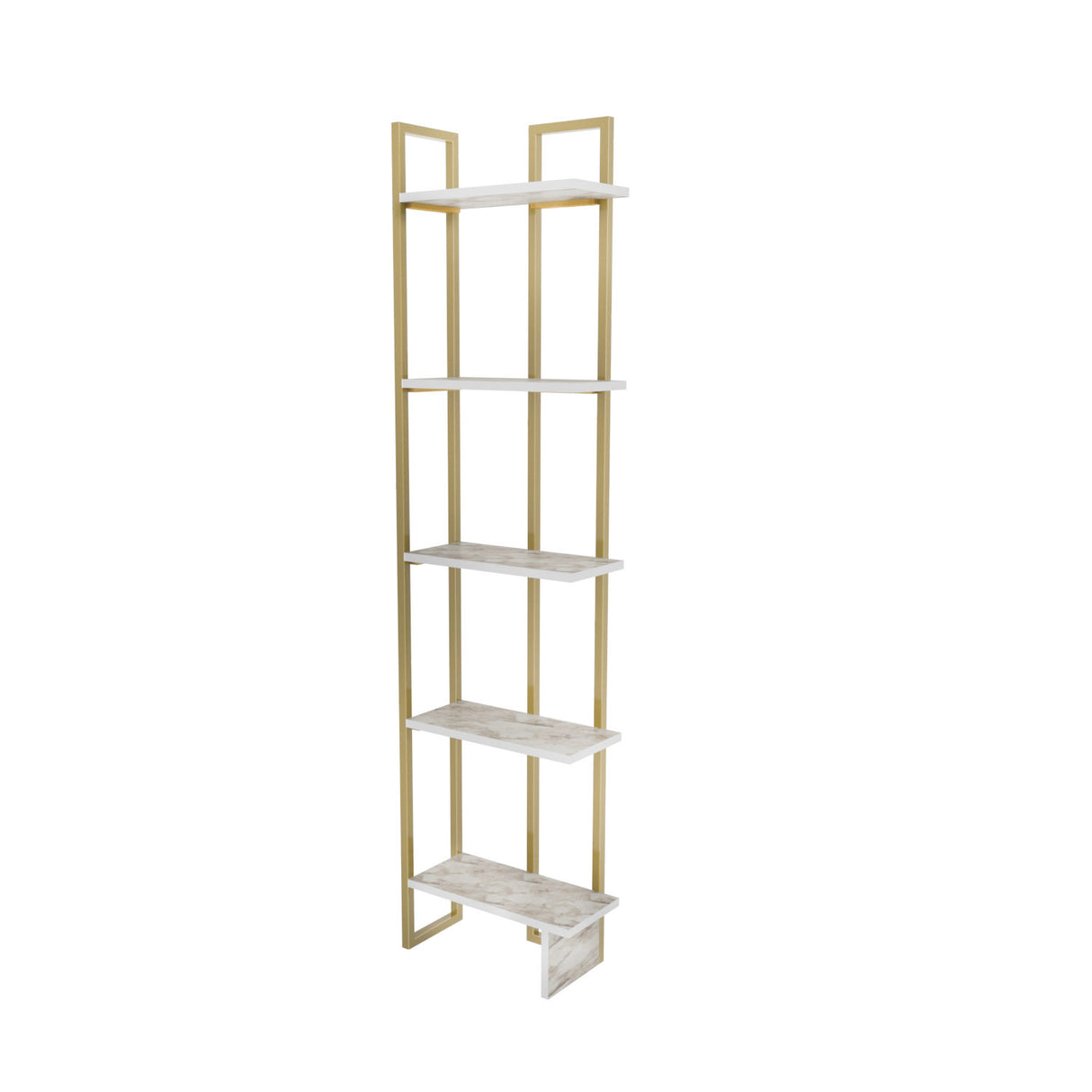 Bookcase Alice White Gold Melamine 45.2x180x21.6 cm