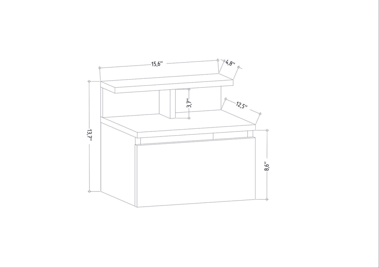 Bedside table Alice white melamine 39.8x35x35 cm