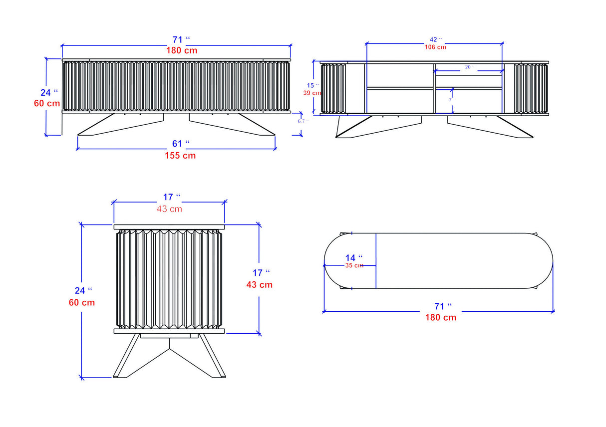 TV furniture stores sapphire white melamine 180x60x43 cm