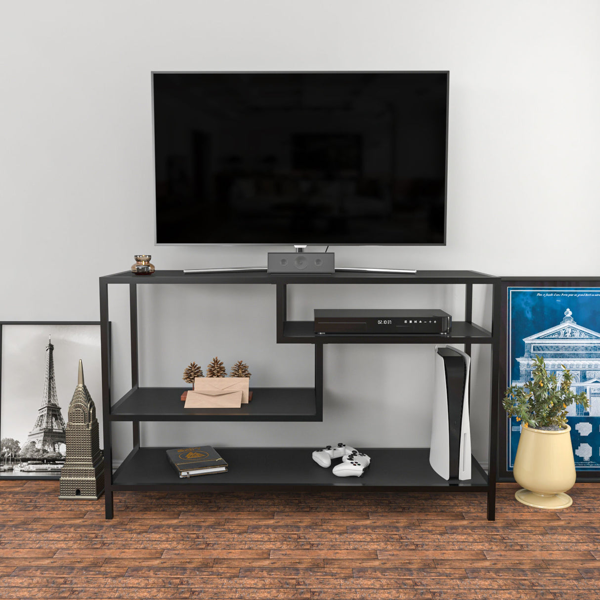 TV Furniture Robbins Black Anthracite Black Melamine 120x75x39 cm