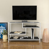 TV Furniture Robbins White White Anthracite Melamine 120x75x39 cm