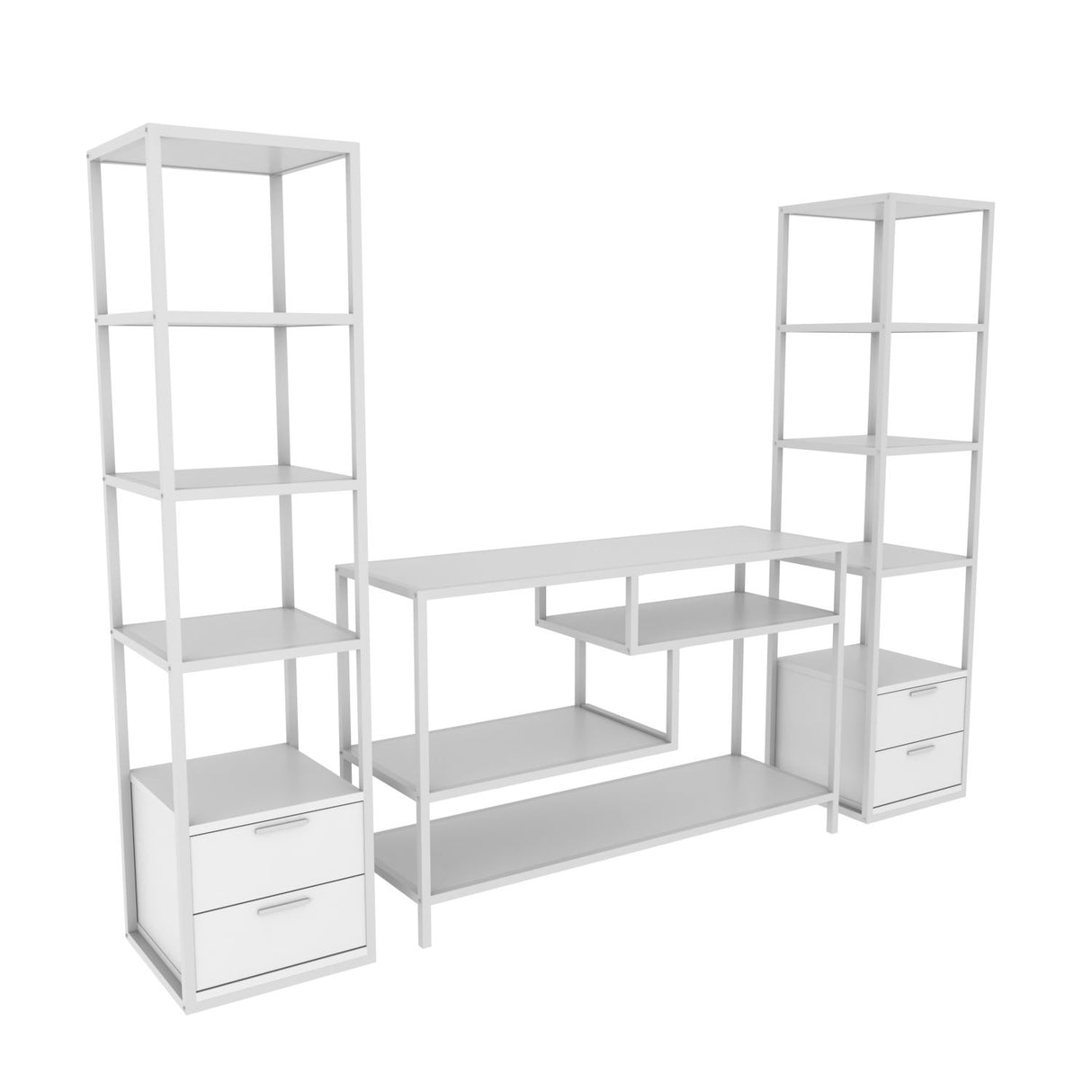 TV furniture set Robbins White White Melamine 198x160x39 cm